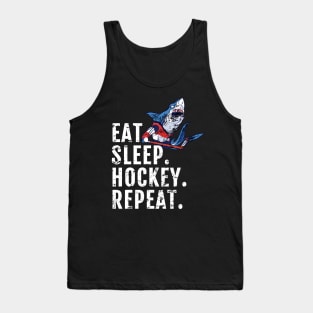 Eat Sleep Hockey Repeat, Hockey Shark Tees Tank Top